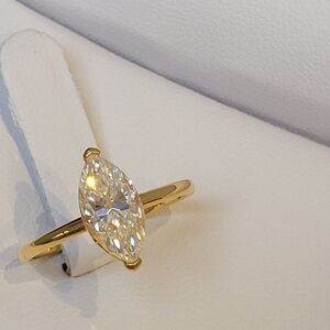 14k Solid Gold Marquise Cut Moissanite Ring, Approx Size 8.5
